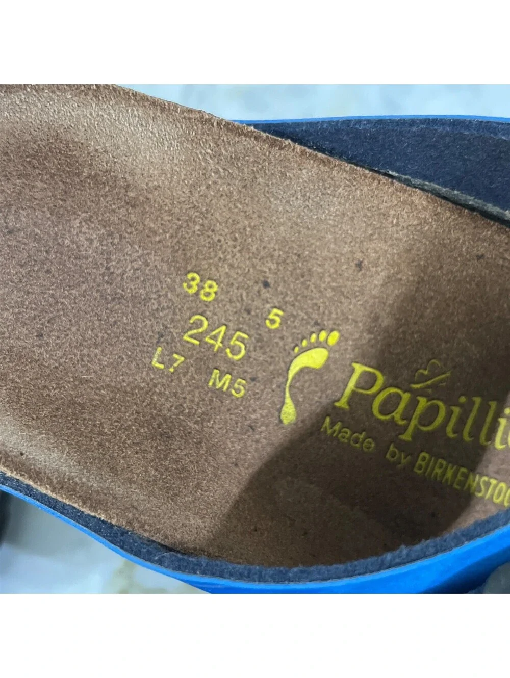 Papillio by Birkenstock 38 Womens Size 7 Shoes Blue Slides Comfort Casual Sandal